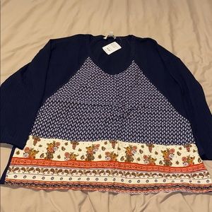 Waffle Weave Navy Blue Sweater